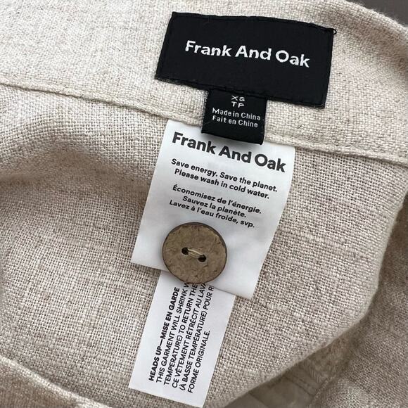 FRANK & OAK / oatmeal tan linen blend button front midi skirt / XS - Picture 5 of 7
